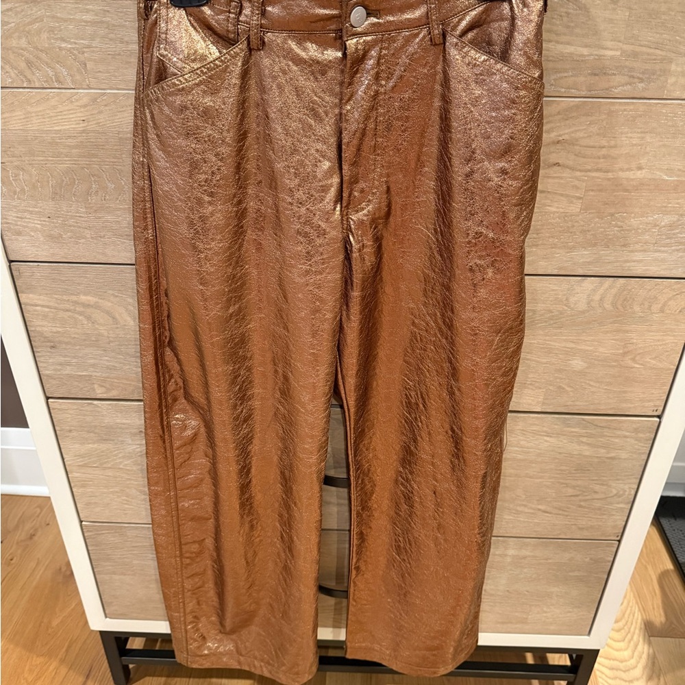 Pilcro Shiny Bronze/Gold Metallic Trousers Pants 25. Anthropologie. Cool!!
